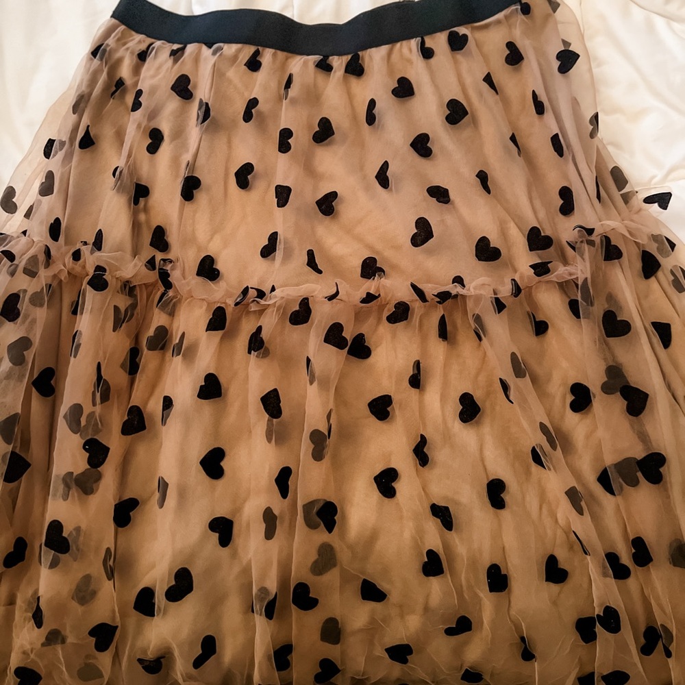 SHEIN Black Heart Patterned A-Line Skirt